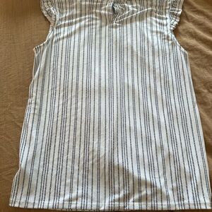 Adrianna Papell White top with Black Pinstripe Detail